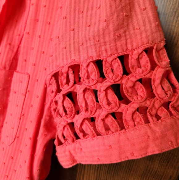 Anthropologie Maeve Pink Swiss dot Cotton Short sleeve A-line dress, Size 6 - Picture 5 of 8